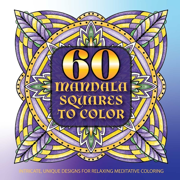 Mandala Square Libro para colorear para adultos Descarga instantánea imprimible, 60 páginas para colorear, 8,5 x 11 imprimible en alta resolución, PDF y PNG