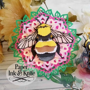 BumbleBee 3D Papercut Template SVG, PDF, JPG Dxf, Layered Paper Ornament, DiY Shadowbox card, Hand or Machine cut, Commercial Use