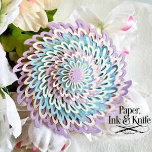 Szablon wycinanki 3D Lacy Layers SVG, PDF, JPG Dxf, Ozdoba z papieru warstwowego, Karta Shadowbox, Cięcie ręczne lub maszynowe, Użytek komercyjny