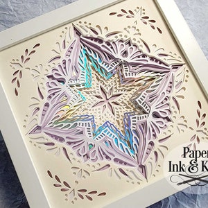 Star Victorian Papercut Shadowbox Template, 9 layers, 3D Svg Lightbox, Dxf, Pdf, Png, Eps, Commercial Use