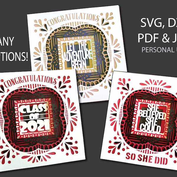 Clase de 2023, Graduación de Paper Shadowbox, Ella creía que podía, Descarga instantánea, Máquina o corte a mano SVG, DXF, PDF Uso comercial