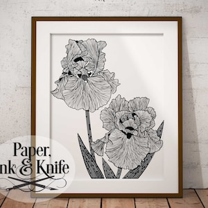 Irises Intricate Papercut Template,  Instant Download, Hand cut or machine cut SVG, DXF, PDF Commercial use