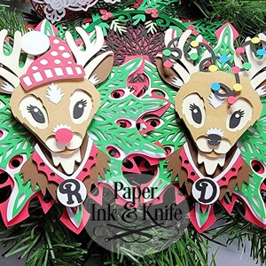 Reindeer Rudolf 3D Papercut Template SVG, PNG Dxf, Layered Paper Ornament, Christmas Shadowbox card, Hand or Machine cut, Commercial Use image 4
