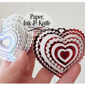 Hart 3 Papercut Template SVG, PDF, PNG Dxf, 3D gelaagd papier Ornament Shadowbox-kaart, commercieel gebruik