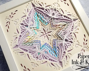 Star Victorian Papercut Shadowbox Template, 9 layers, 3D Svg Lightbox, Dxf, Pdf, Png, Eps, Commercial Use