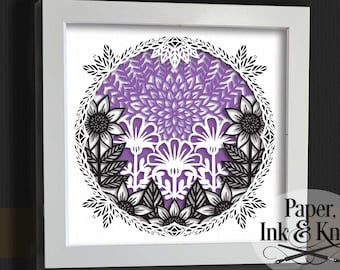 Hildies Garden Shadowbox Papercut Template, 3D layered Paper Art, files for  cricut, silhouette or Hand cut SVG, DXF,PDF, commercial use