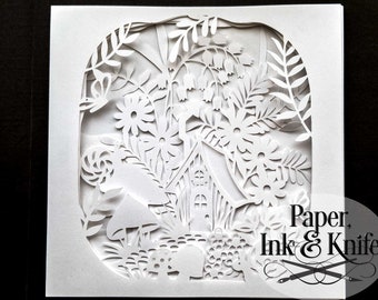 Fairy Cottage Shadowbox Papercut Template, 3D Fantasy Paper Art, files for  cricut, silhouette or Hand cut SVG, DXF,PDF personal use