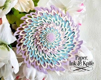 3D Lacy Layers Papercut Template SVG, PDF, JPG Dxf, Layered Paper Ornament Bauble, Shadowbox card, Hand or Machine cut, Commercial Use