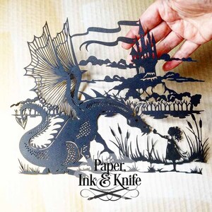 Dragon With Girl, Papercut Template, Fairytale Castle, Dragon Wall ...