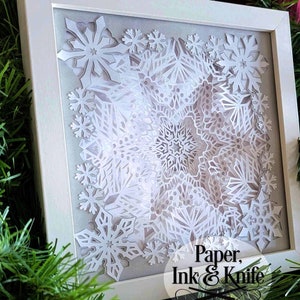 Snowflake Mandala Papercut Layered Shadowbox Template,  SVG, DXF, PDF, 3D Lightbox, Instant Download, for Machine or Hand cut Commercial Use