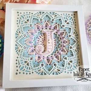 Monogram Mandala Papercut Layered Shadowbox Template, 3D SVG, DXF, PNG, Pdf, Papercut Lightbox, for Machine or Hand cut Commercial Use image 6