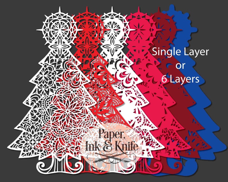 Download Christmas Tree mandala 3D Papercut Template SVG PDF JPG | Etsy