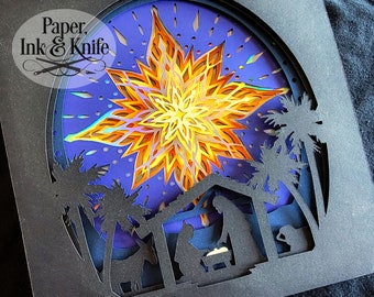 Star Nativity 3D Svg Papercut Shadowbox Template, Lightbox, Dxf, Pdf, Png, Eps, Commercial Use
