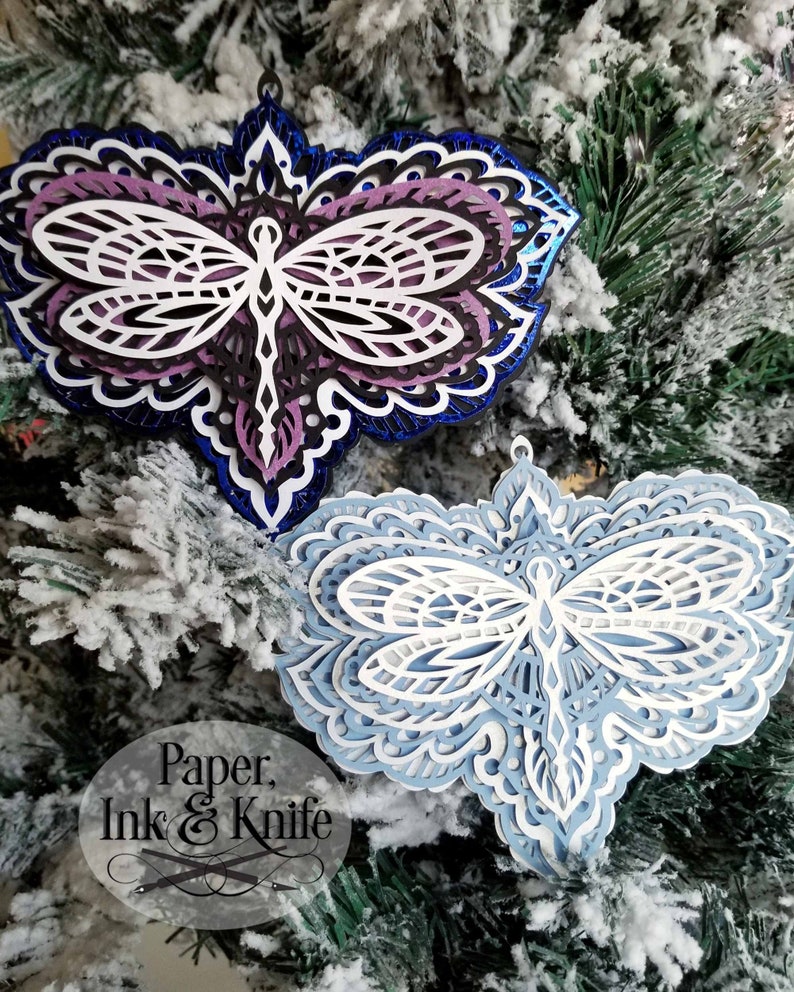 Download Dragonfly 3D Papercut Template SVG PDF JPG Dxf Layered | Etsy