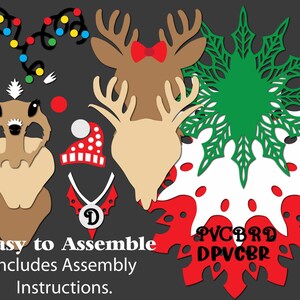 Reindeer Rudolf 3D Papercut Template SVG, PNG Dxf, Layered Paper Ornament, Christmas Shadowbox card, Hand or Machine cut, Commercial Use image 5