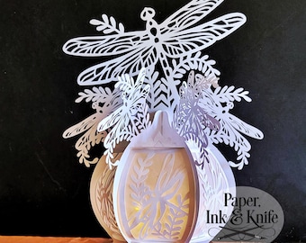 3D Dragonfly Paper Cut Lightbox Lantern SVG, PDF, Eps, PNG, Dxf