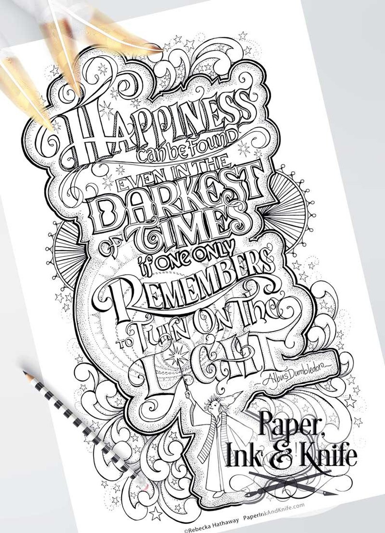 Dumbledore quote large adult coloring page kids room hand etsy