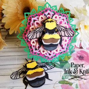 BumbleBee 3D Papercut Template SVG, PDF, JPG Dxf, Layered Paper Ornament, DiY Shadowbox card, Hand or Machine cut, Commercial Use image 5