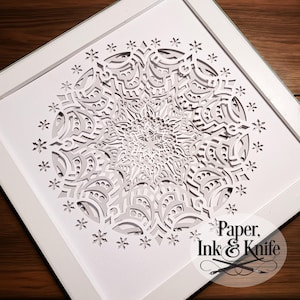 Schneeflocke 3D SVG Papierschnitt Schattenbox Vorlage, 10 Schichten, Papier Lightbox, enthält SVG, Dxf, Pdf, Png, Eps, kommerzielle Nutzung
