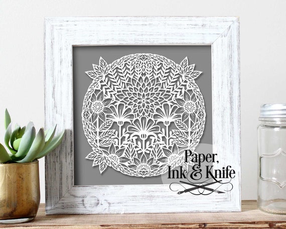 Papercut Vorlage Gramma Hildies Garten Runde Blumendesign Etsy