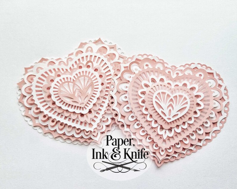 Heart 3D Papercut Template SVG PDF JPG Dxf Layered | Etsy UK