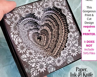 3D Print & Cut Sunflower Heart Shadowbox Template, PNG, PDF, 17 layers Commercial Use