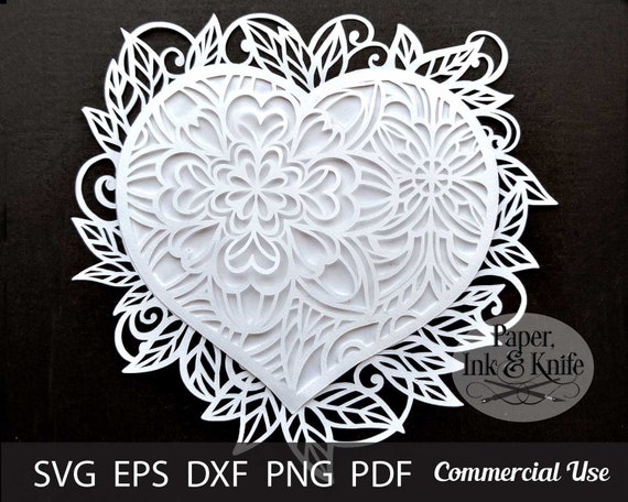 Download Papercut Template Layered Heart Mandala 3d Intricate Multi Or Etsy
