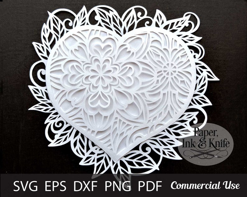 Papercut Template Layered Heart Mandala 3D Intricate multi ...
