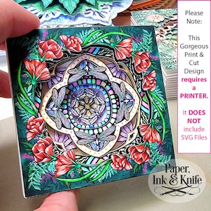 3D Print & Cut Dark Dragonflies Papercut Shadow Box Template, PNG, PDF, 9 layers Commercial Use