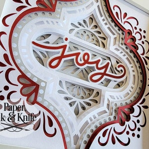 Arabesque 3D Svg Shadowbox Plantilla de corte de papel, esperanza, paz, alegría, dxf, pdf, png, eps, uso comercial