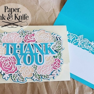 3D Thank You Card Papercut Template SVG, PDF, JPG Dxf, Layered Paper Mandala Shadowbox card, Hand or Machine cut, Commercial Use image 5