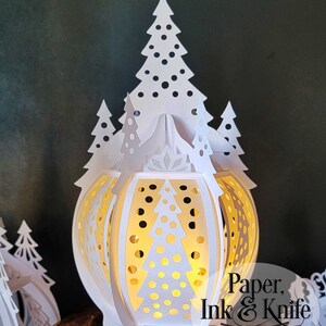 3D SVG Christmas Tree Dots Paper Cut Lantern, Round Luminary, Lightbox ...