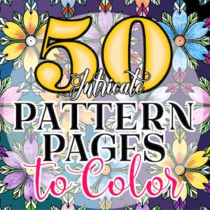 Pattern Pages Adult Coloring Book Printable Instant Download, 8.5 x 11 Coloring Pages, Boho Wall Art Printable Abstract PDF and PNG