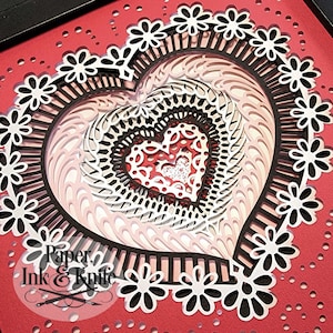 Heart Daisies 3D SVG Layered Papercut Shadowbox Template, 11 layers, Includes SvG, Dxf, Pdf, Png, Eps, Commercial Use