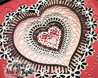 Heart Daisies 3D SVG Layered Papercut Shadowbox Template, 11 layers, Includes SvG, Dxf, Pdf, Png, Eps, Commercial Use