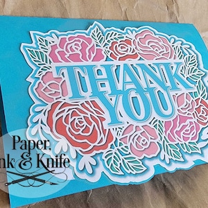 3D Thank You Card Papercut Template SVG, PDF, JPG Dxf, Layered Paper Mandala Shadowbox card, Hand or Machine cut, Commercial Use image 7