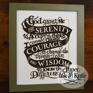 God Grant Me the Serenity, Courage and Wisdom. Serenity Prayer Papercut Template.  Commercial & personal use. PDF and SVG files.