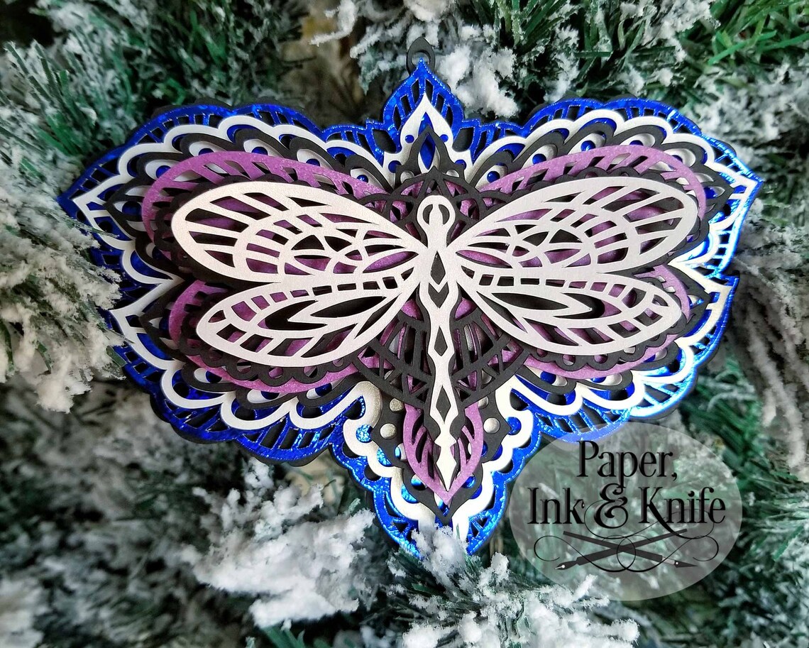 Download Dragonfly 3D Papercut Template SVG PDF JPG Dxf Layered | Etsy