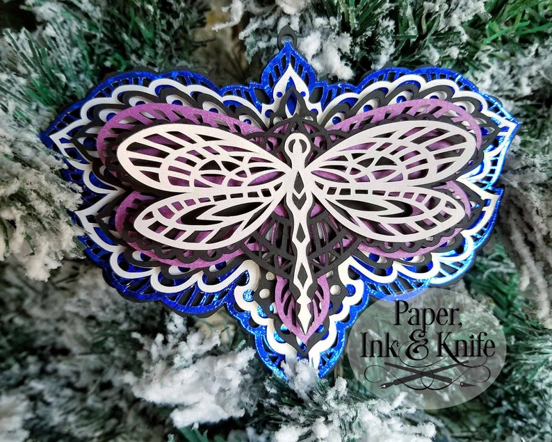 Download Dragonfly 3D Papercut Template SVG PDF JPG Dxf Layered | Etsy