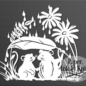 Plantilla de corte de papel, Refugio de los ratones de lluvia, Descarga digital, Regalo de boda, Máquina o corte a mano SVG, DXF, PDF Uso comercial