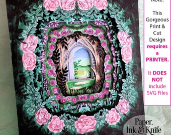 3D Print & Cut Secret Garden Shadowbox Template, PNG, PDF, 13 layers, Commercial Use, Hand or Machine Cut