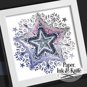 Star Mandala 3D SVG Papercut Shadowbox Template, 3D Lightbox, Dxf, Pdf, Png, Eps, Digital Download, Commercial Use
