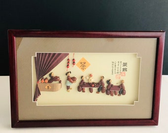 Vintage Chinese Palace Souvenir Yangjing Handmade Bean Sculpture Souvenir Shadow Box Diorama at Bubbly Creek