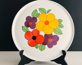 A Modern Bavaria Schumann Arzberg, Germany Yellow, Red & Purple Floral  Platter at Bubbly Creek