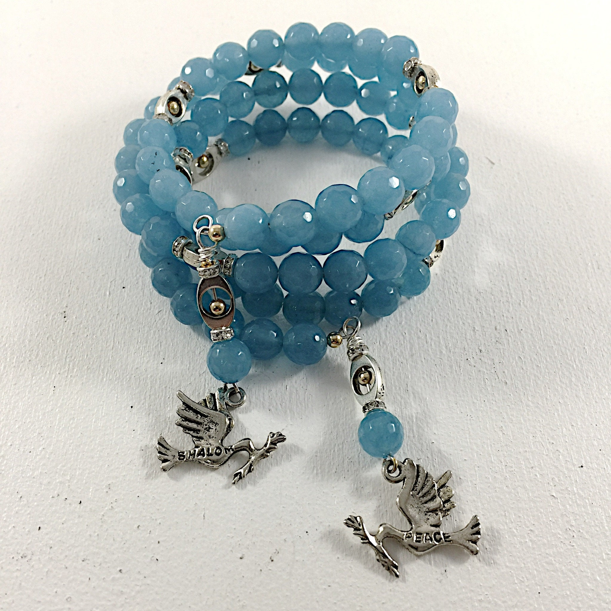 Shalom with Dove Healing Hand Affirmation Link Bracelet Shalom with Dove Healing Hand Affirmation Link Bracelet