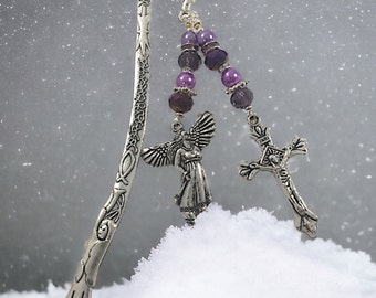 Angel and Cross Double Charm Bookmark, Bookmarks for Kids, Custom Bookmarks , Nu Goth, Trending Now, Popular Right Now