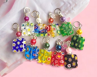 Millefiori Glass Tile Stitch Marker Set, Gifts for Knitters, Trending Now, Popular Right Now