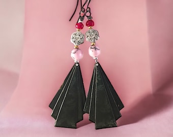 Art Deco Ruby Dangle Earrings, Aesthetic Earrings, Novelty Earrings, Nu Goth, Trending Now, Popular Right Now