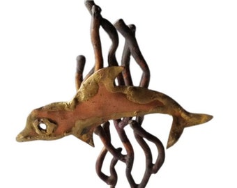 Small Tropical Fish in Coral Sculpture - Figurine - Style of C Jere - Brutalist Sculpture Figurine