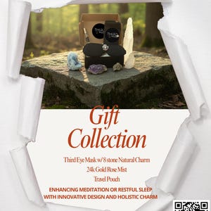 Third Eye Crystal Chakra Meditation / Sleep Eye Mask - Gift Collection Set w/ 24k Rose Water Mist - Self Care